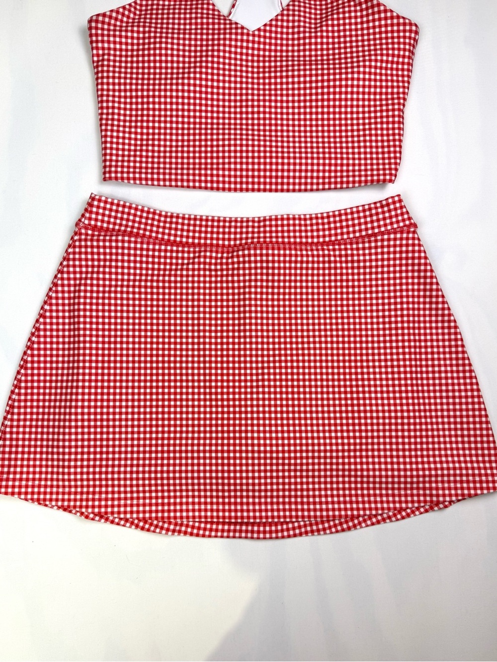 Abercrombie YPB sculptLUX Red Gingham Cropped Tank & Tennis Skort Set Large - Picture 6 of 13